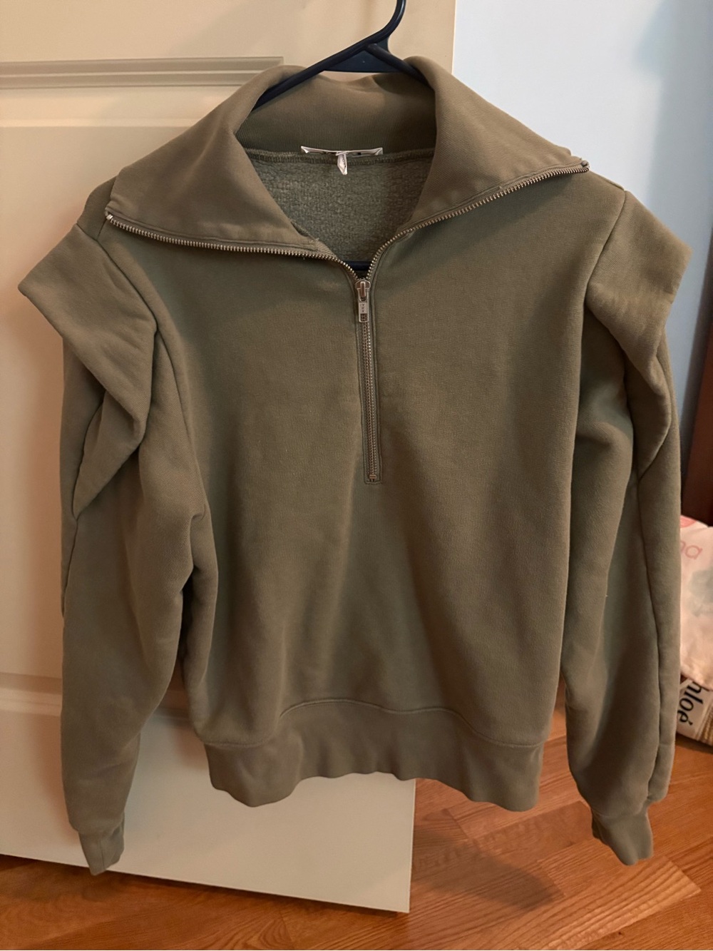 Frame Olive Half-Zip Pullover Sweatshirt